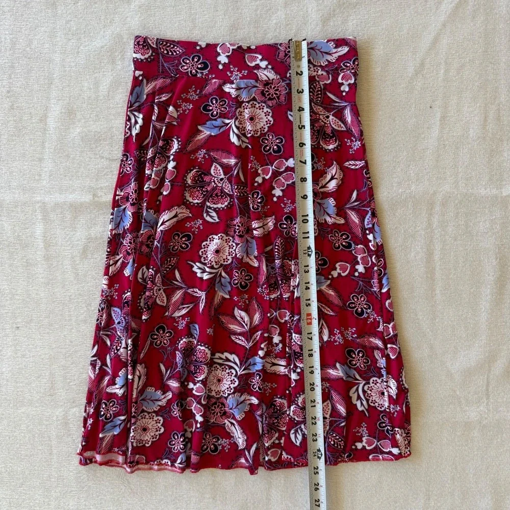 Emily Stacy Red Floral Skirt Size Small Flowy A-Line Boho Y2K Womens - Picture 6 of 7